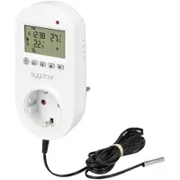 Sygonix Universalthermostat Zwischenstecker Wochenprogramm 1 bis 70 °C, Thermostat, Blanc