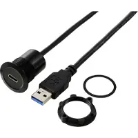 TRU COMPONENTS USB-C (3.1) Buchse/USB-A (3.0) Stecker 1 m Kabel schwarz TC-13376312 TRU COM, Câble + prise électronique, Noir