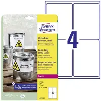 Avery Etiquettes Ultra-résistantes Blanc 99,1x139mm 20 feuilles