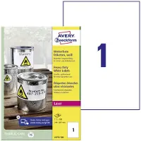 Avery-Zweckform Étiquettes polyéthylène ultra-résistantes L4775-100 , 210 x 297 mm, permanent, blanc