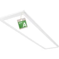 Briloner Lampe de plafond LED 98cm, CEE A source lumineuse, plat, lumière indirecte, lampe de salon, panneau LED, lampe de cuisine, 98x20x3cm, blanc