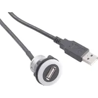 TRU COMPONENTS USB femelle encastré, encastré USB-05-BK USB femelle type A, éclairé sur USB mâle type A avec 60, Câble + prise électronique, Noir