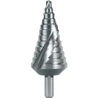 RUKO Nom : Foret étagé HSS à spirale cannelée avec rectifié en croix Ø 6 - 38 mm - 101053/