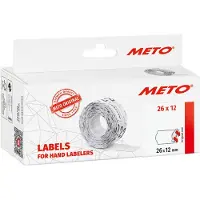 Meto - Adhésif Permanent - Rouge Fluo - 26 X 12 Mm 6000 Étiquette(S) (6 Rouleau(X) X 1000 Étiquettes