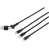 Renkforce Câble de charge USB USB 2.0 USB-A mâle, USB-C mâle, USB-Micro-B mâle, Apple Lightning mâle, USB-C mâle 1.20 m anthracite/noir (US203/1.2M)