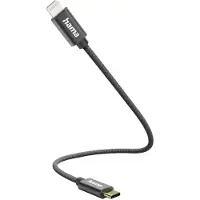 Hama Câble de charge - - 00201601 - USB-C - Lightning - 0,2 m - Nylon Noir