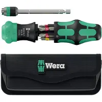 Wera 05051515001 Kraftform Kompakt 25 RA-R Tournevis À Embouts Dans Un Étui - 6 En 1 Multi-embouts - Avec Fonction Cliquet