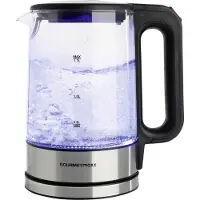 DS Produkte Bouilloire en verre GOURMETmaxx au design intemporel en acier inoxydable Éclairage LED bleu Affichage pratique du niveau d'eau Filtre anticalcaire Capacité 1,7l