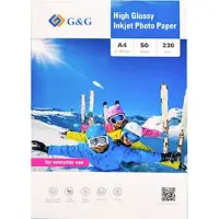 G&G Fotopapier 50 Blatt DIN A4 hochglänzend 230g/m² - die preiswerte Alternative (230 g/m², A4, 50 pcs), Papier photo, Blanc