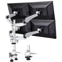 Speaka Professional Support de moniteur Flex 4x, montage sur table avec technique à gaz avec pince C (Tables, 27", 11 kg), Support de moniteur, Noir, Argent