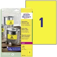 Avery Zweckform Étiquettes polyéthylène ultra-résistantes L6111-20 , 210 x 297 mm, permanent, jaune