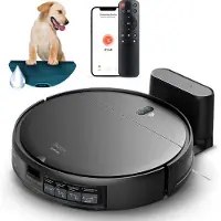 Skoov Robot Aspirateur avec fonction balayage - Avec station de chargement et de déchargement - APP - Animaux - Maison - Automatique - Poils de chien - 2000 PA - Noir