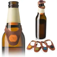 VacuVin Marqueurs de Verre Vacu Vin Bottle Marker & Stopper Leather (6 pièces)