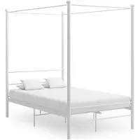 vidaXL Cadre de lit à baldaquin sans matelas blanc 140x200 cm métal