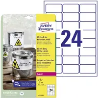 Avery-Zweckform Étiquettes polyéthylène ultra-résistantes L4773-20 , 63,5 x 33,9 mm, permanent, blanc