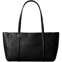 Calvin Klein Cabas 'Emblem Plaque Pebble Grain Tote' noir