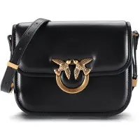 Pinko Sac à bandoulière 'Love Box Bag Fl Mini Nappa + Vitello Seta' noir