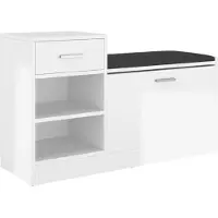 vidaXL Banc à chaussures Blanc brillant 94,5x31x57 cm Aggloméré