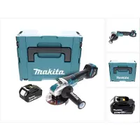 Makita DGA 519 T1J Meuleuse d'angle sans fil 18 V 125 mm Brushless X-Lock + 1x batterie 5,0 Ah + Makpac - sans chargeur