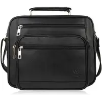 Paolo Peruzzi Sac à bandoulière et sac à main en cuir pour hommes pour le travail Noir T-126-Bl