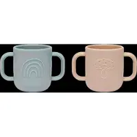 OYOY Kindertrinkbecher Kappu 2 Stück, Beige/Blau