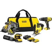 Stanley ENSEMBLE DE 4 OUTILS ÉLECTRIQUES 18 V V20 1*2,0 Ah 1*4,0 Ah - S/SFMCK412MD