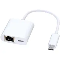 Roline Convertisseur USB 3.2 Gen 2 Type C vers Gigabit Ethernet + 1x port PD (USB, USB 3.2 Gen 2, USB-C, RJ45 (1x)), Adaptateur réseau, Blanc