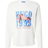 HUGO T-Shirt 'Nevalon' bleu clair / marron / cognac / blanc