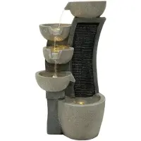 MonsterShop Fontaine de Jardin Cascade Électrique « Sleek Streams » Extérieure LED Pompe