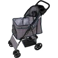 MonsterShop Poussette pour Animal de Compagnie – Tartan Bleu