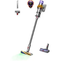 Dyson Aspirateur balai 2-en-1 V15 Detect Absolute, sans sac, en acier inoxydable, capacité de 0,77 litre, pour usage sec, avec filtre HEPA