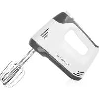 Emerio batteur à main 400 W – avec fonction turbo – 5 vitesses – fouets et crochets pétrisseurs en acier inoxydable – HM-130365 – blanc / gris
