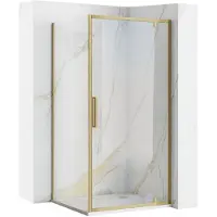 REA Cabine De Douche Rapid Swing Brush Gold 90x80