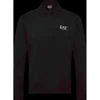 EA7 pour homme. 8NPF17_PJVUZ Polo à manches longues Core Identity en coton stretch noir (XS), Casuel, Manche longue