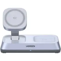 UGREEN Chargeur sans fil magnétique 3-en-1 MagSafe Qi2 25 W, bleu