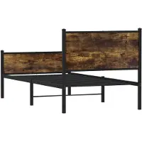 vidaXL Lit métallique sans matelas chêne fumé 75x190 cm