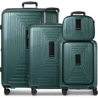Redolz Essentials14 : ensemble de 4 valises à roulettes, trousse de toilette 4 pièces avec soufflet extensible et compartiment pour ordinateur portable