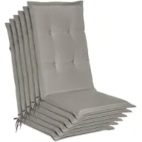 Beautissu Lot de 6 coussins de chaise de jardin Loft HL Gris clair, 120x50x6cm