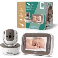 Alecto DVM200MBE - Babyphone avec caméra et écran couleur 4,3 pouces, blanc/marron