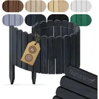 Pemicont Floranica Bordurette jardin bois 100 cm x 20 cm, Anthracite – bord arrondi, tour d'arbre, rouleau de pin