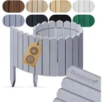 Pemicont Floranica Bordurette jardin bois 100 cm x 20 cm, Argenté – bord arrondi, tour d'arbre, rouleau de pin