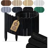 Pemicont Floranica Bordurette jardin bois 100 cm x 40 cm, Noir – bord arrondi, tour d'arbre, rouleau de pin