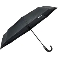BOSS Parapluie de poche gris foncé à chevrons avec poignée en similicuir