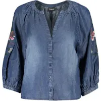 Desigual Chemisier bleu denim / rouge / blanc