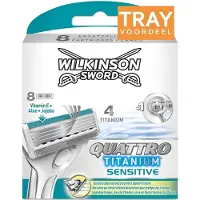 Wilkinson Lames de rasoir Quattro Titanium Essential 4 Precision Sensitive, lot de 8 x 10