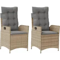 vidaXL Fauteuil de jardin Coussin 2pcs Réglable Mélange de beige Poly rotin