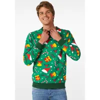 Opposuits Chandail de Noël Holiday Greenish avec imprimé monogramme