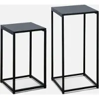 Sweeek Lot De 2 Tables D'appoint Gigognes Noires Industrielle Bouts De Canapé 34x34x74cm 30x30x54cm