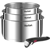 Tefal INGENIO EMOTION Set 3 Casseroles 16/18/20 cm+1 poignée - Inox - Tous feux dont induction L896S404