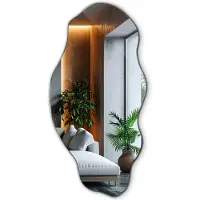 Tulup (45x90 cm) Miroir Sans Cadre Décoratif Mural Irrégulière Forme Allongé Pour Salon